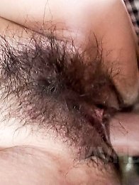 Sakura Anna Asian licks balls and dong and has hairy slit fucked