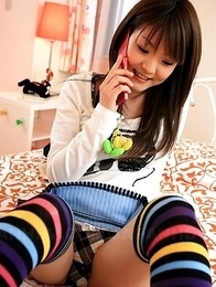 Fuwari masturbates on the phone