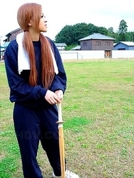 An Umemiya gives hot head outdoor