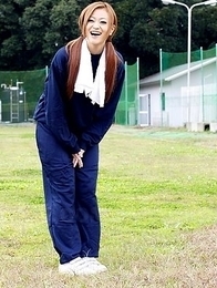 An Umemiya poses out on the field