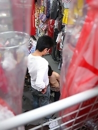Ryo pleases her man in public place