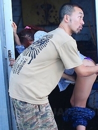 Sexy ass girl uses vibrator outdoor