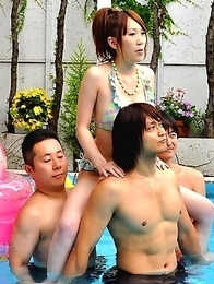 Really sexy Japanese pool party