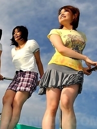 Really hot Japanese girls on a boat
