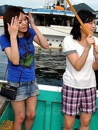 Really hot Japanese girls on a boat