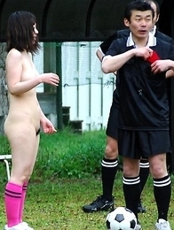 Hot chicks playing soccer naked