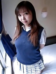 Haruka Ohsawa Asian in uniform shows her big nude bazoom bas