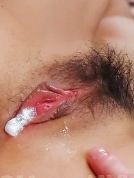 Tsubasa Aihara Asian has mouth full of cocks and gets cum in cunt