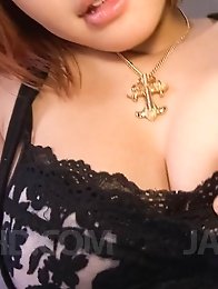 SARA Asian with nasty hooters licks boner and rides it on and on