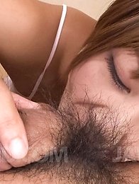 Meguru Kosaka Asian sucks boner and rubs it between fine boobies