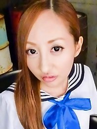 Erena Aihara Asian gets vibrators on clit and in peach same time