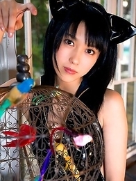 Sexy asian kitten Mizuho Hata looks incredible in her skin tight leather