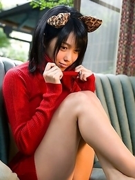 Sexy asian kitten Mizuho Hata looks incredible in her skin tight leather