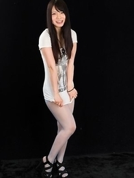 Dark-haired JAV goddess Sana Iori flaunting her pantyhose-clad legs in HQ