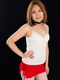 Stunning young girl Ayano Hidaka showing her feet in a white pantyhose