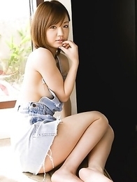 Asami Tani Asian in jeans dress shows juicy behind out of house