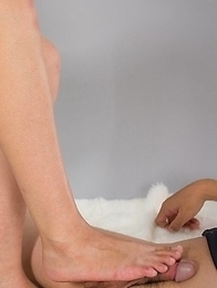 Garter-wearing stunner Madoka Yukishiro using her soft soles to tease that cock