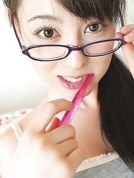 Rina Akiyama Asian with specs changes colorful clothes all day