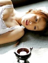 Saki Seto Asian with pigtails and white lingerie is so appetizing