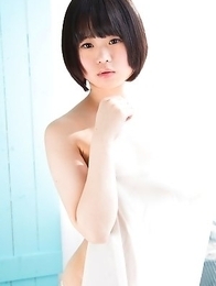 Minori lips touch the firm tip and she gets ready to...