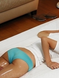 Rumi Aoki has pussy oiled and gets cum in it