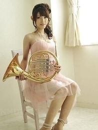 Sexy Kanako Iioka gets naked after a horn concert