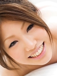 Risa Aika takes shorts off and shows love box in thong