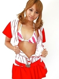 Rio Sakura cheerleader in red and white is so damn sexy