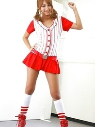 Rio Sakura cheerleader in red and white is so damn sexy