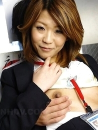 Office lady Yuria Takeda gives blowjob to her colleague