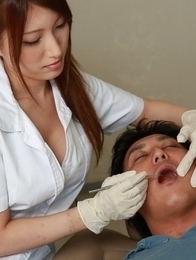 Hot dentist Yume Mizuki cares her patients with her big tits