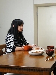 Slutty Risa Kurokawa is fucked in mouth and twat next to her hubby.