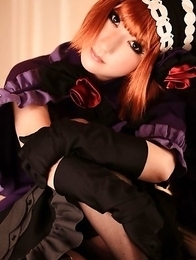 Saku looks just like a doll in her mauve old times dress