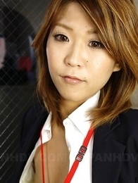 Office lady Yuria Takeda gives blowjob to her colleague
