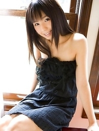 Rina Koike with sexy legs under black dress is romantic