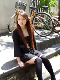 Cocoro Hirahara takes long socks and shorts off for camera