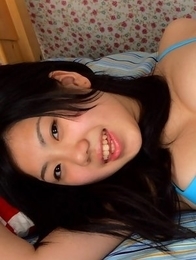 Miho Takai is proud owner of big boobs she has in blue bra