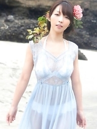 Neo babe in see through dress is like goddess from ocean