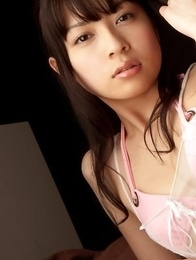 Hot Japanese Yuuri Shiina in pink thong and see through corset is spicy