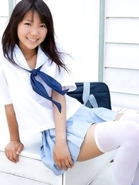 Fuuka Nishihama takes school uniform off piece by piece
