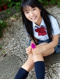 Miho Morita in school uniform loves flowers and fresh air