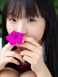 Miho Morita in school uniform loves flowers and fresh air