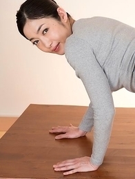 Dress-wearing classy seductress Ryu Enami using her feet to get this dude to cum