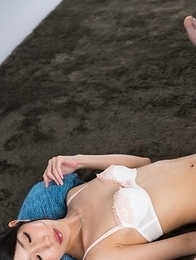 Rio Kamimoto uses her perfect feet to get this dude to cum all over her