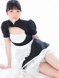 Long-legged maid Anna Matsuda showing her perfect legs in multiple positions