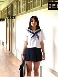 Tomoe Yamanaka babe in uniform is happy in her way to school classes
