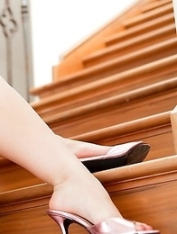 Tsubasa Akimoto is such hot bunny on the house stairs