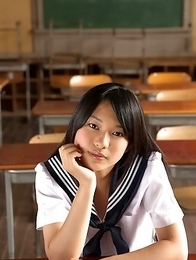 Tomoe Yamanaka babe in uniform is happy in her way to school classes