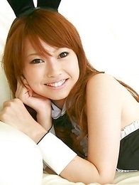 Chinatsu Sasaki bunny has sexy legs in fishnet stockings