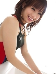 Hot Hikari Yamaguchi frolics in the bathroom in sexy swim suit